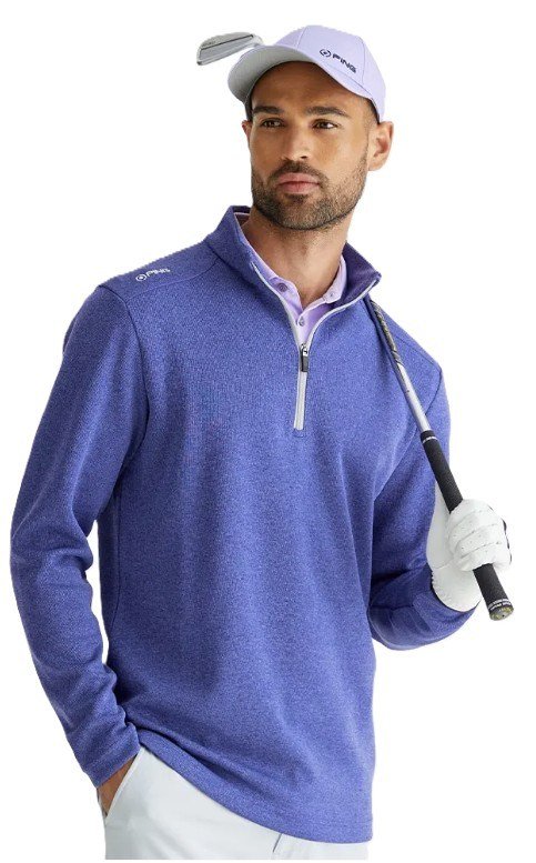 PING Ramsey half zip ribbed fleece pullover da uomo, twilight marl