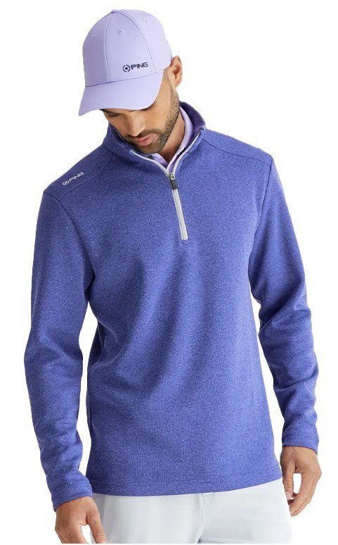 PING Ramsey half zip ribbed fleece pullover da uomo, twilight marl