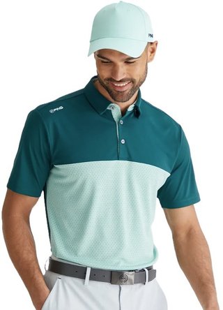 PING Hall polo da uomo, verde foresta/verde nebbioso