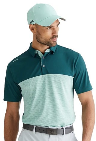 PING Hall polo da uomo, verde foresta/verde nebbioso
