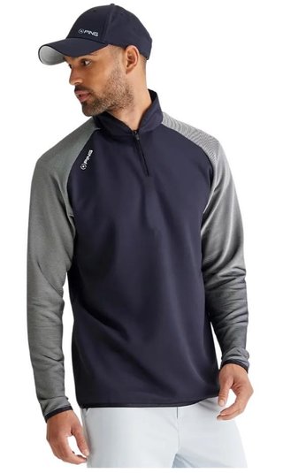 PING Strio Performance midlayer felpa uomo, nero/bianco