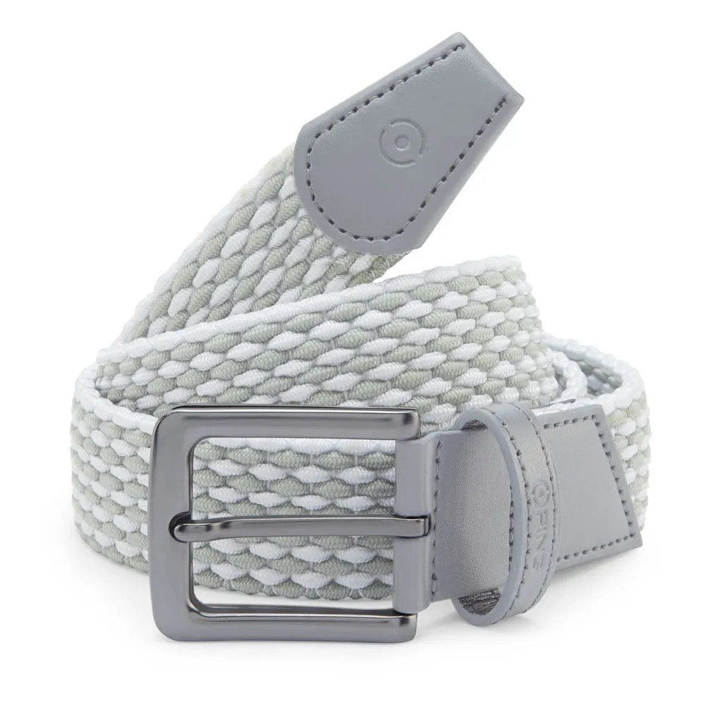PING Stretch Webbing mens belt, grigio/bianco