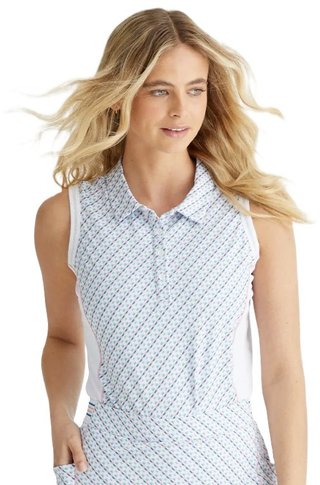 PING Colleen Sleeveless polo da donna, neoteric/bianco