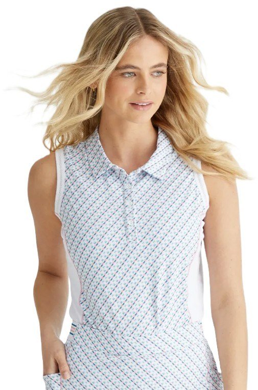 PING Colleen Sleeveless polo da donna, neoteric/bianco