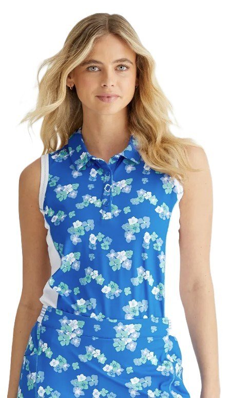 PING Colleen Sleeveless polo da donna, viibrant bloom/bianco