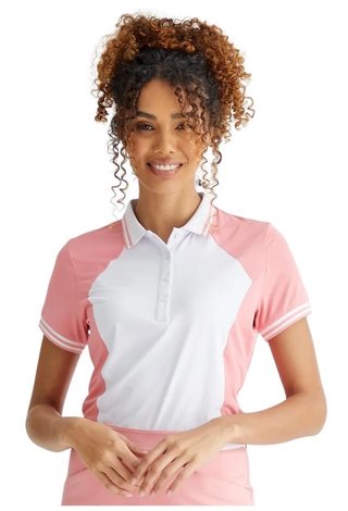 PING Ali polo donna manica corta, sweet pea/white