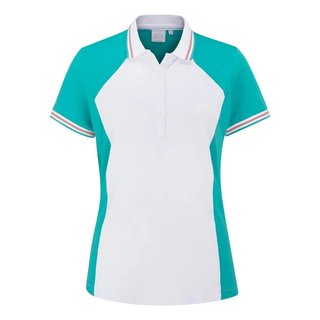 PING Ali polo da donna a maniche corte, acquamarina brillante/bianco