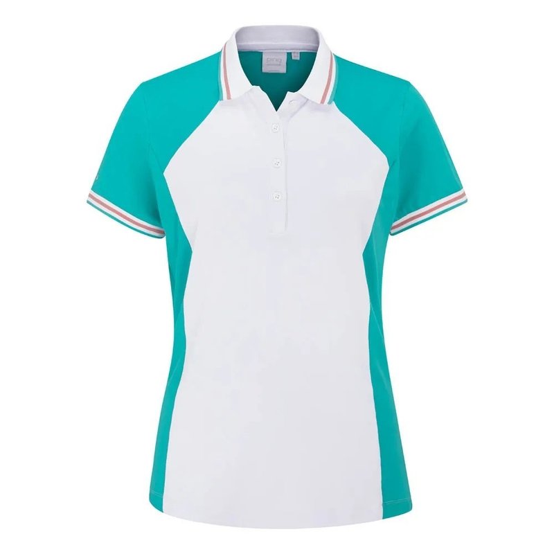 PING Ali polo da donna a maniche corte, acquamarina brillante/bianco