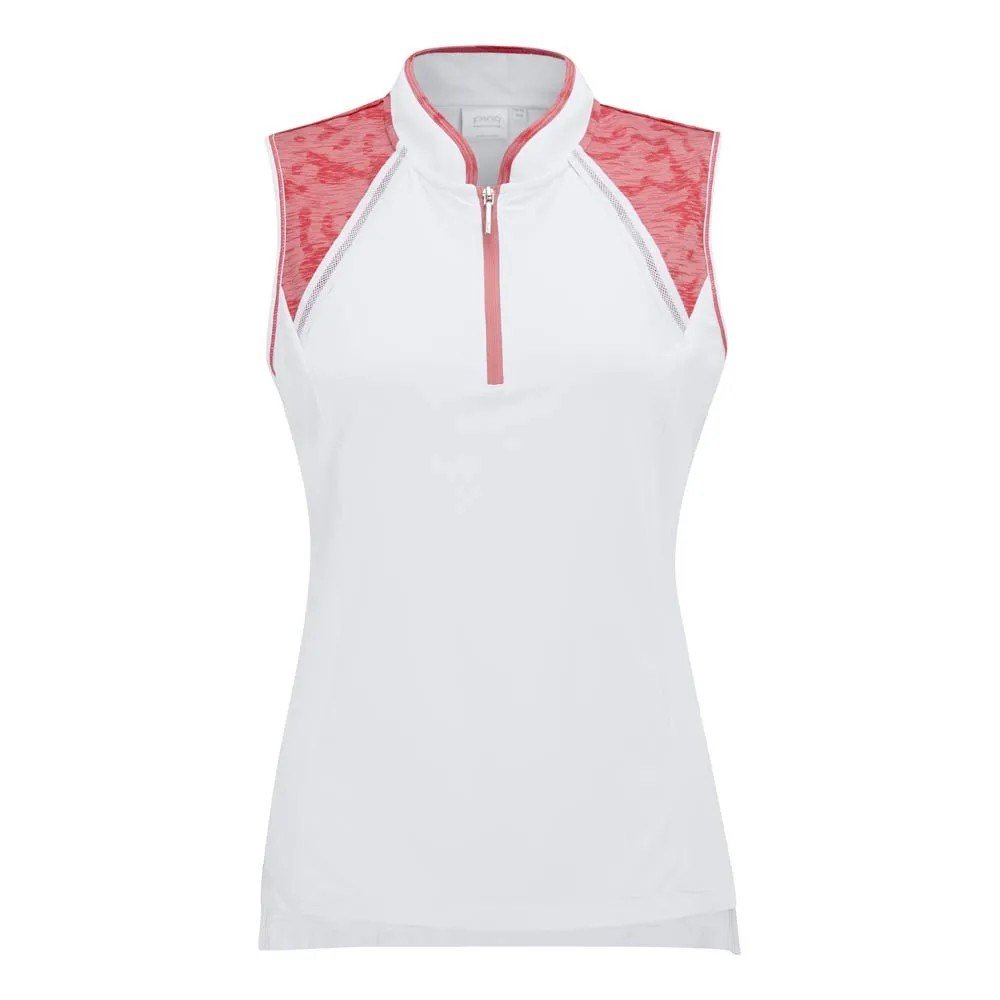 PING Nala Colour Block Sleeveless polo donna, white/sweat pea