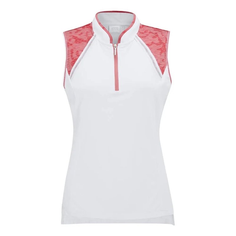 PING Nala Colour Block Sleeveless polo donna, white/sweat pea