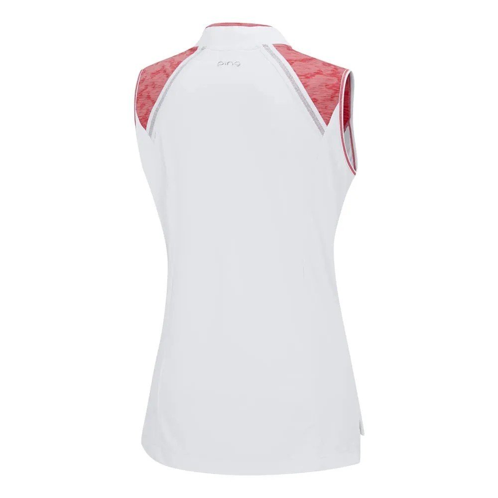 PING Nala Colour Block Sleeveless polo donna, white/sweat pea
