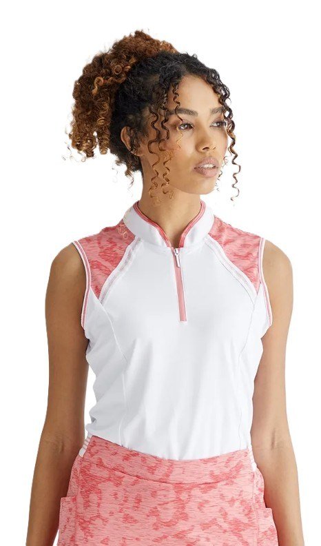 PING Nala Colour Block Sleeveless polo donna, white/sweat pea