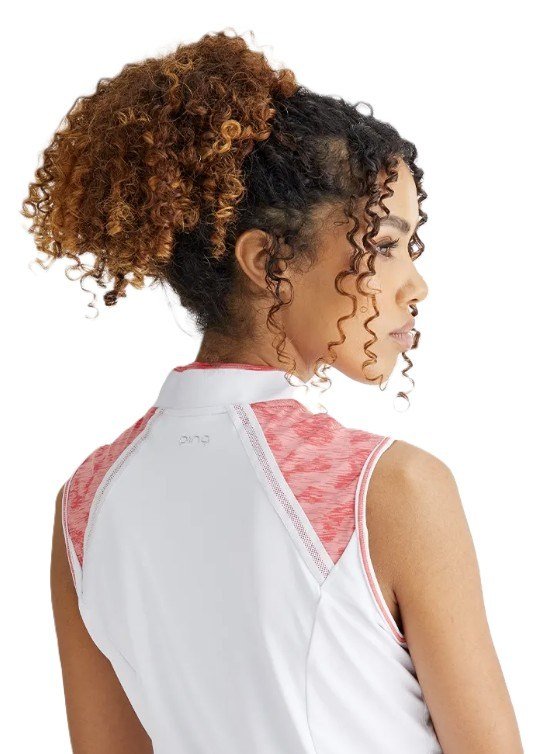PING Nala Colour Block Sleeveless polo donna, white/sweat pea