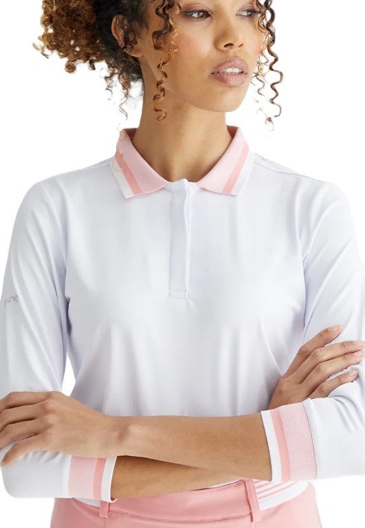 PING Lindsey polo da donna, bianco/sweet pea
