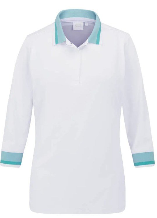 PING Lindsey polo da donna, bianco/acqua brillante