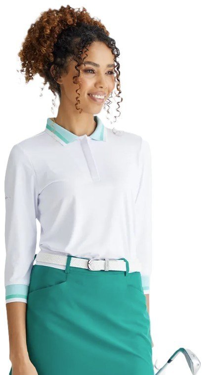 PING Lindsey polo da donna, bianco/acqua brillante