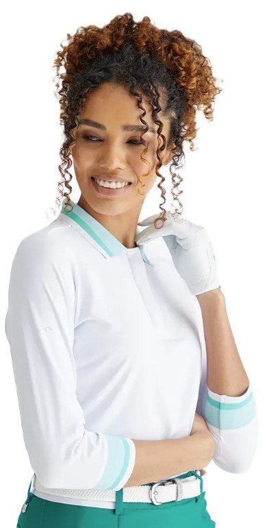 PING Lindsey polo da donna, bianco/acqua brillante