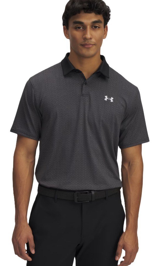Under Armour T2G Printed polo da uomo, nero/halo gray