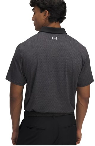 Under Armour T2G Printed polo da uomo, nero/halo gray