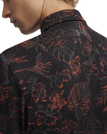 Under Armour Playoff 3.0 Printed polo da uomo, nero/fuoco/castlerock