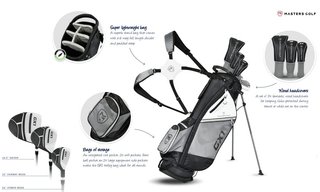Masters GX1 Gts set golf da uomo, grafite, + borsa stand, nero/grigio/bianco