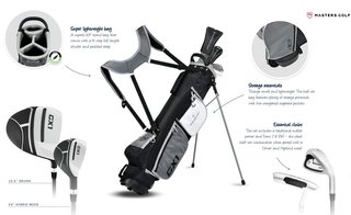Masters GX1 Gts mezzo set da golf da uomo, grafite + stand bag, nero/grigio/bianco