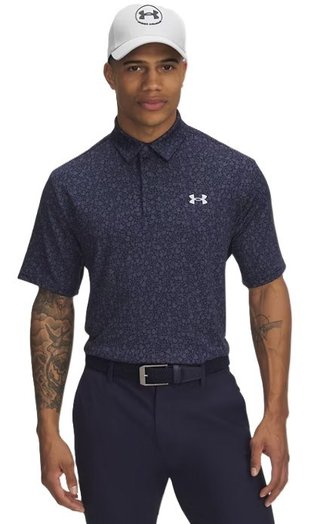 Under Armour Playoff 3.0 Printed polo da uomo, midnight navy/downpour grey