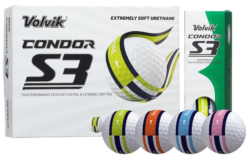 Volvik CONDOR S3 palline da golf, multi
