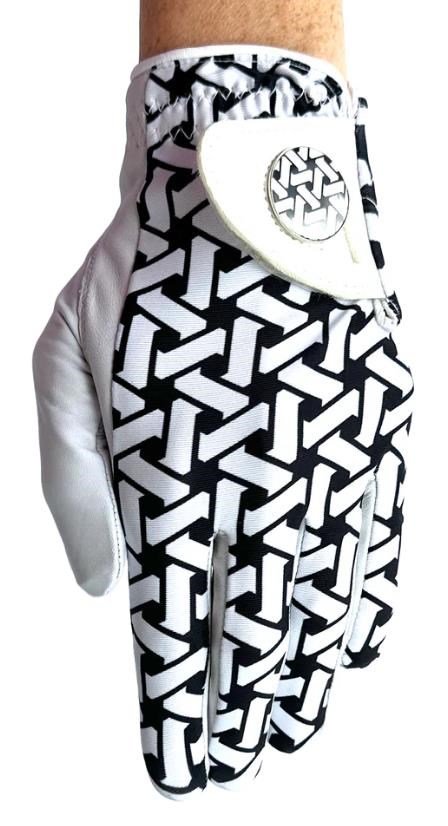 Best of Golf America Check guanto da golf donna, bianco/nero