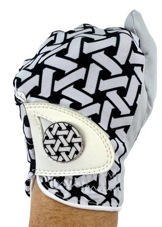 Best of Golf America Check guanto da golf donna, bianco/nero