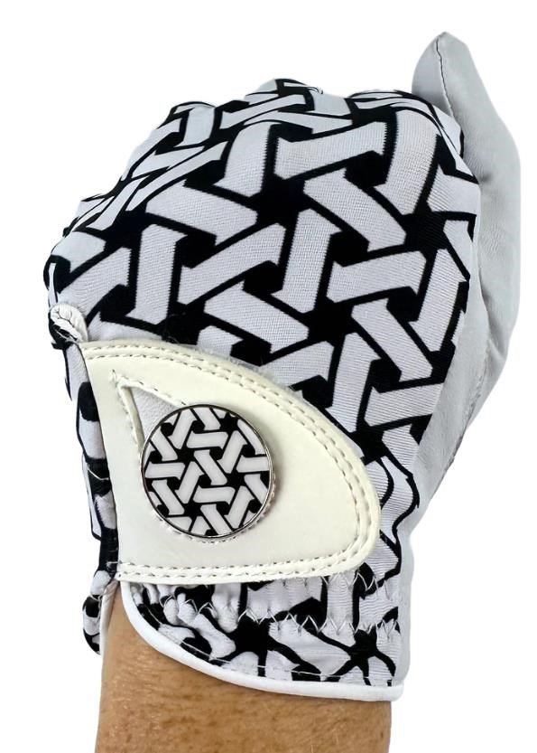 Best of Golf America Check guanto da golf donna, bianco/nero