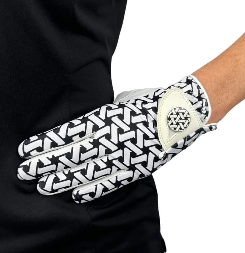 Best of Golf America Check guanto da golf donna, bianco/nero