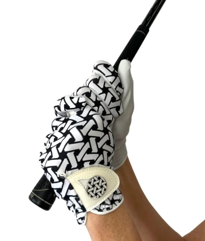 Best of Golf America Check guanto da golf donna, bianco/nero