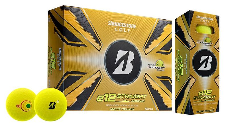 Bridgestone e12 Straight MindSet palline da golf, gialle opache