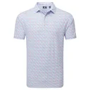 FootJoy Gamer Print Pique polo da uomo, bianco/air blue/tide/magenta