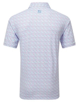 FootJoy Gamer Print Pique polo da uomo, bianco/air blue/tide/magenta