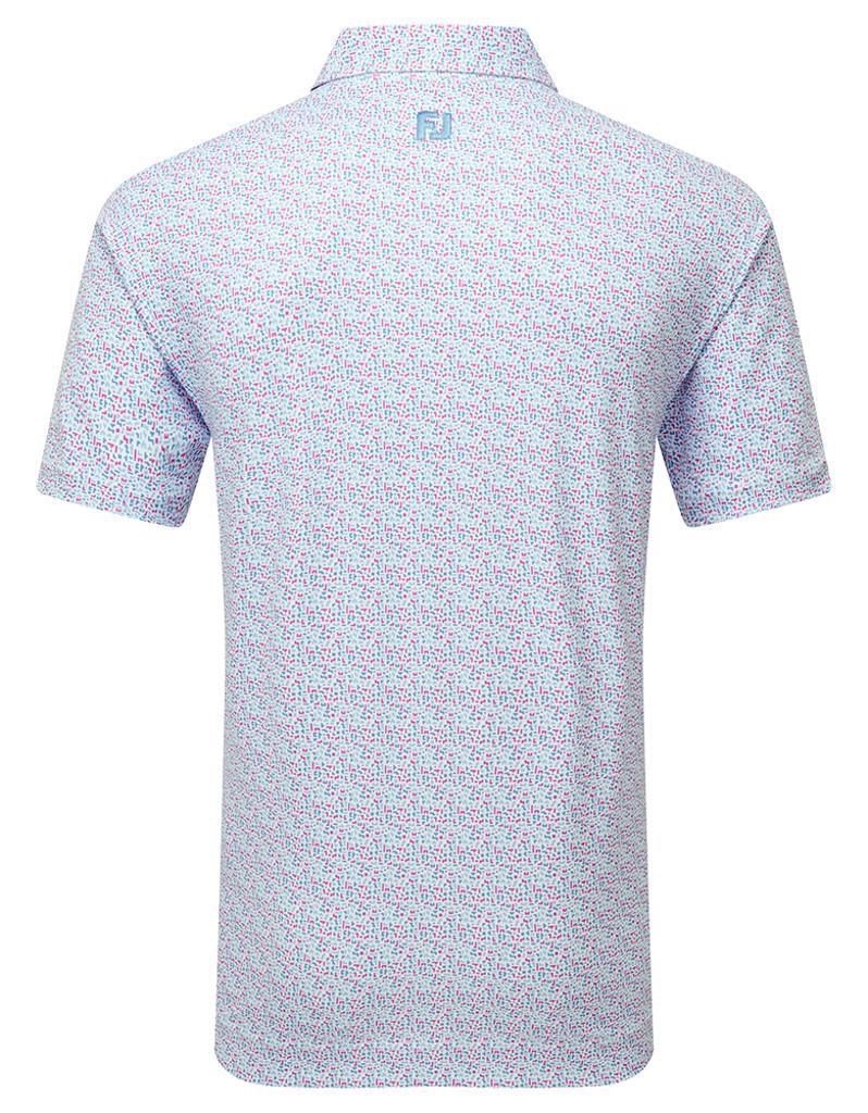 FootJoy Gamer Print Pique polo da uomo, bianco/air blue/tide/magenta