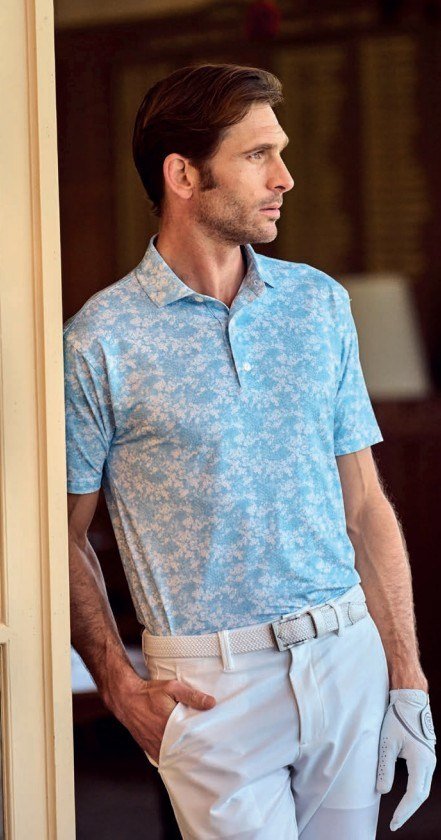 FootJoy GARDEN PRINT polo da uomo, air blue