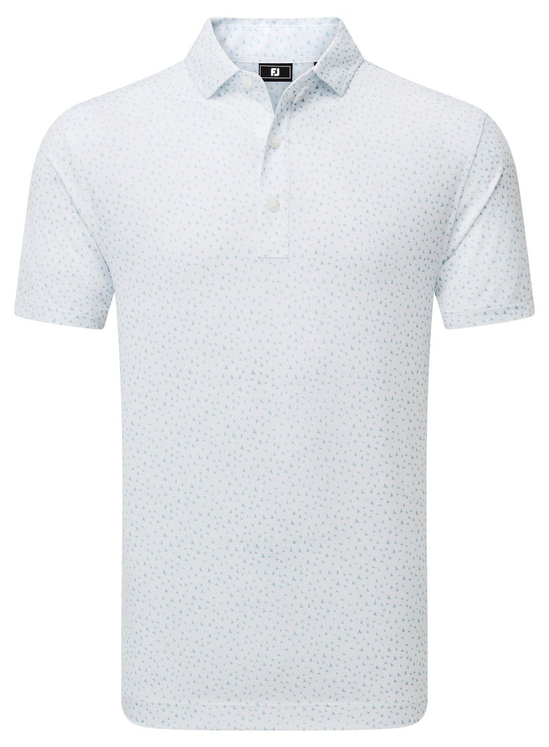 FootJoy BIRD PRINT polo uomo, bianco/air blue