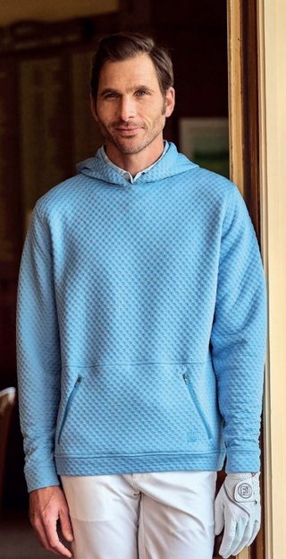 FootJoy Textured Knit Hoodie felpa uomo, air blue