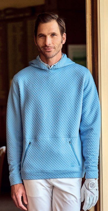 FootJoy Textured Knit Hoodie felpa uomo, air blue