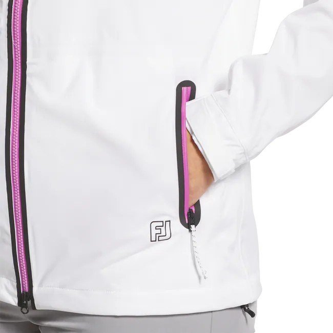 FootJoy HydroKnit ladies rain jacket, white/pink