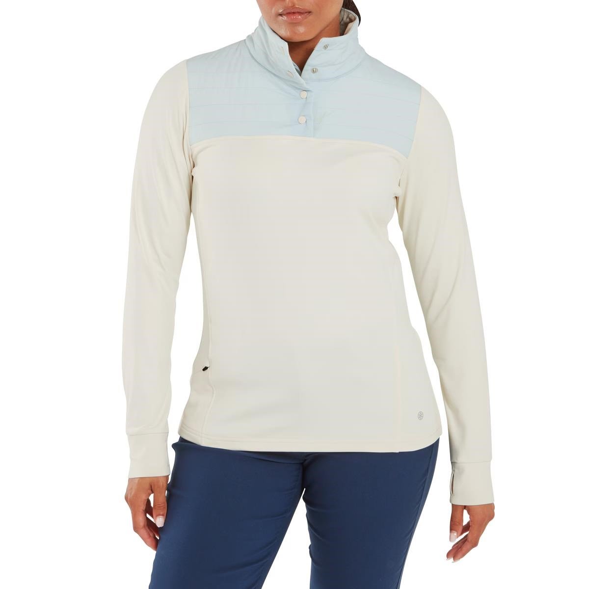 FootJoy ThermoSeries Hybrid Popover felpa donna, off white/ice blue