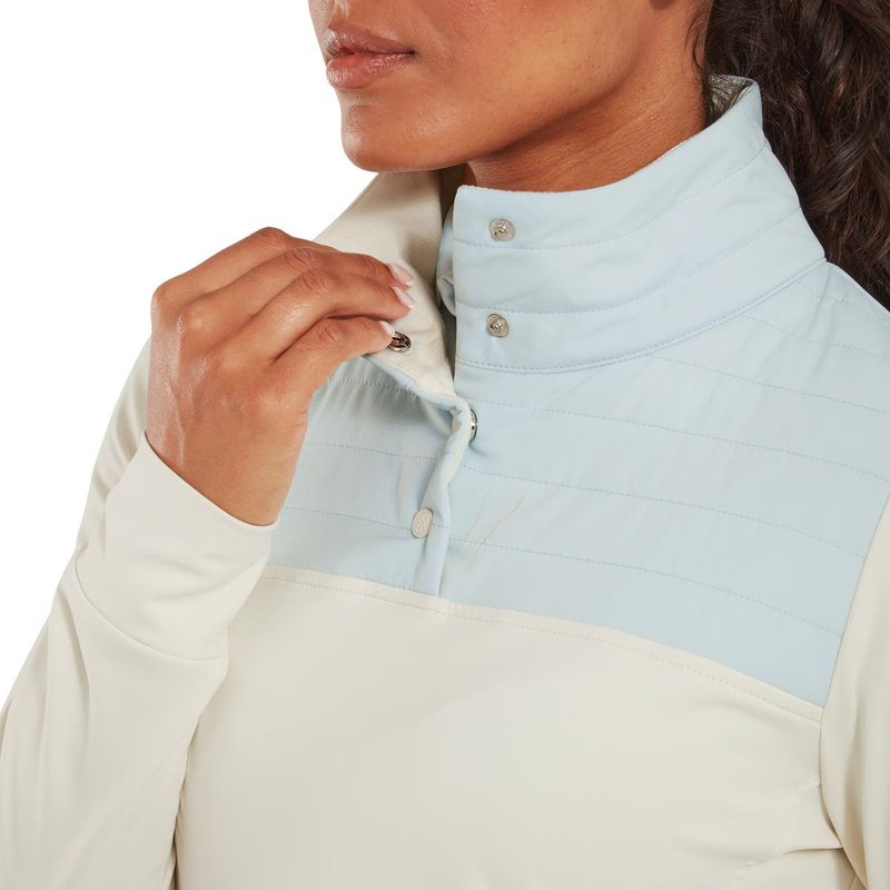 FootJoy ThermoSeries Hybrid Popover felpa donna, off white/ice blue
