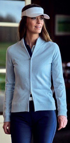 FootJoy Drirelease Full-Zip Lined maglione da donna, ice blue