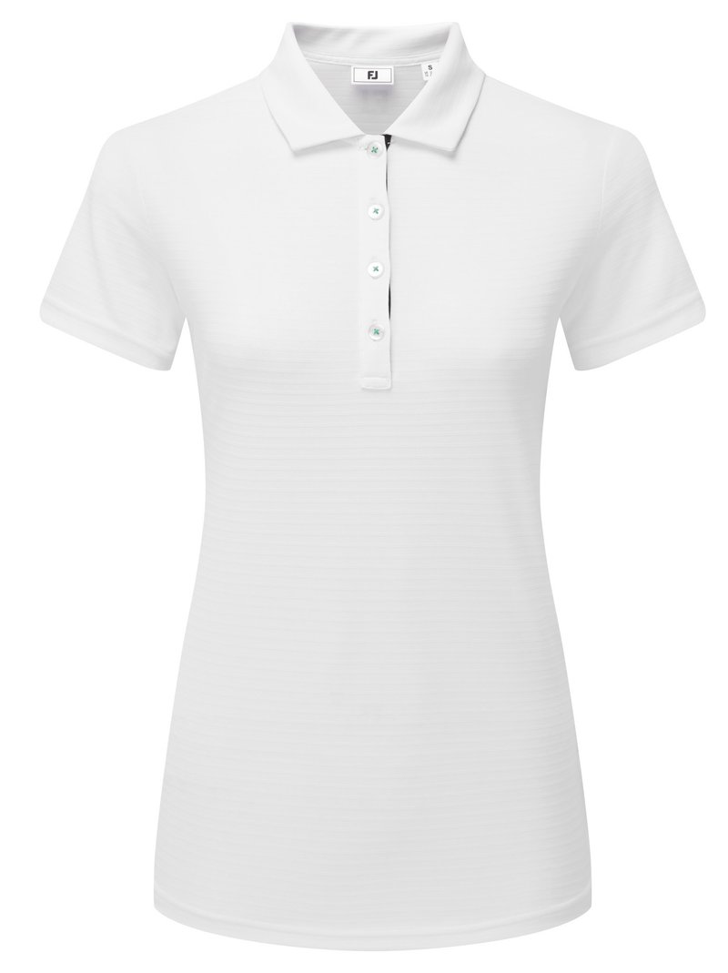 FootJoy JAQUARD STRIPE polo donna, bianco/navy/emerald
