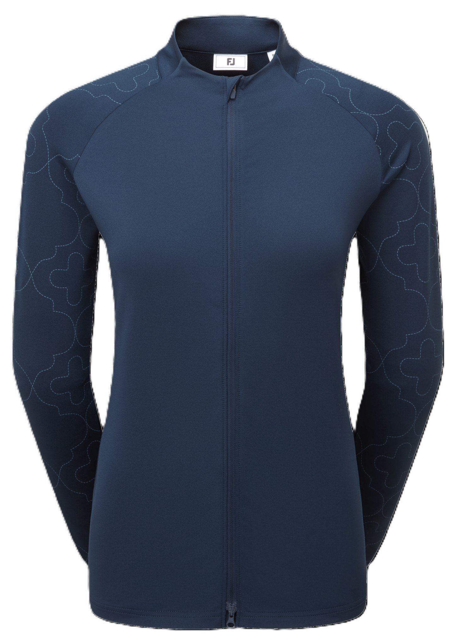 FootJoy Midlayer Full Zip Printed Sleeve felpa da donna con zip intera, navy