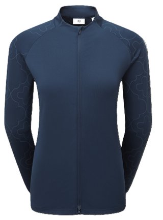 FootJoy Midlayer Full Zip Printed Sleeve felpa da donna con zip intera, navy