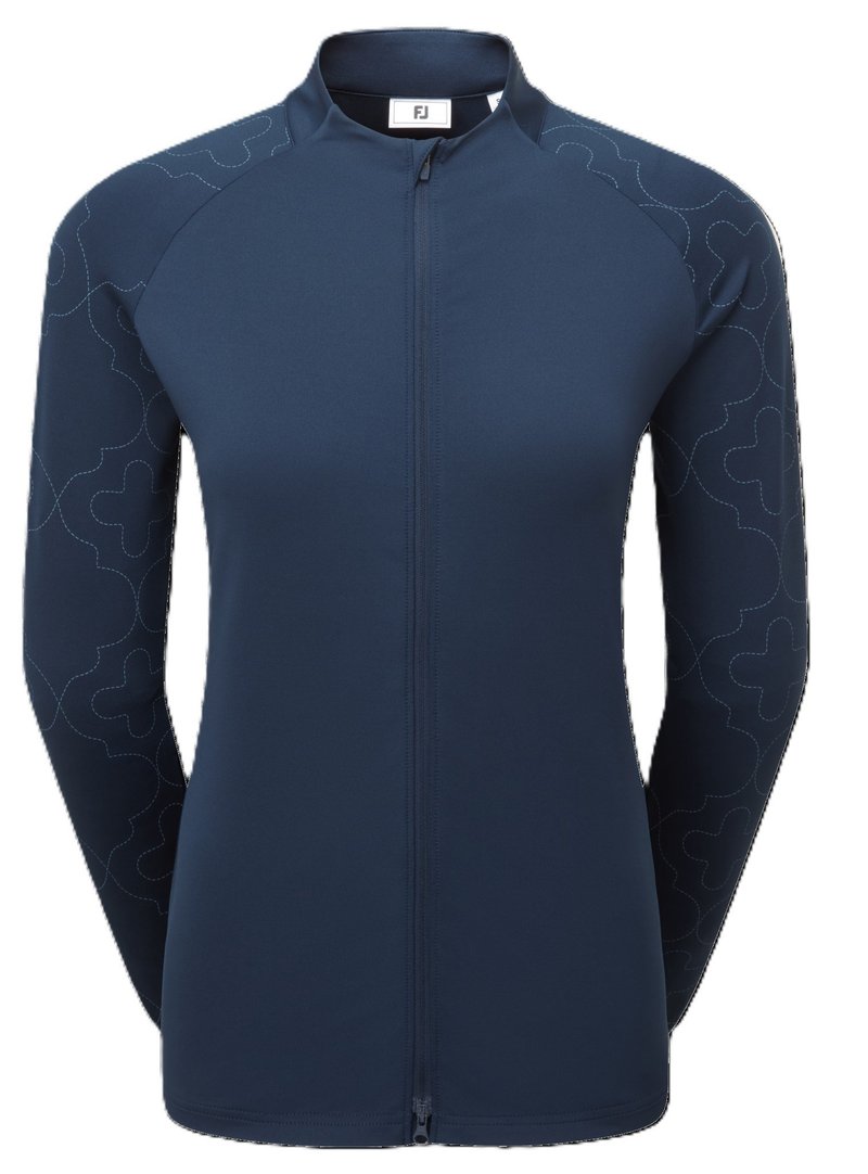 FootJoy Midlayer Full Zip Printed Sleeve felpa da donna con zip intera, navy