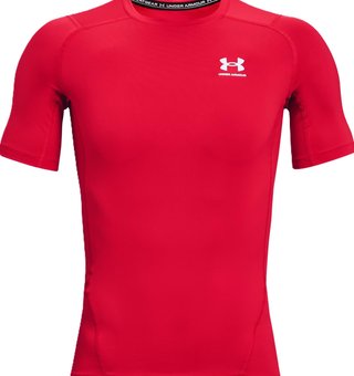 Under Armour HeatGear maglia a compressione da uomo, rosso/bianco